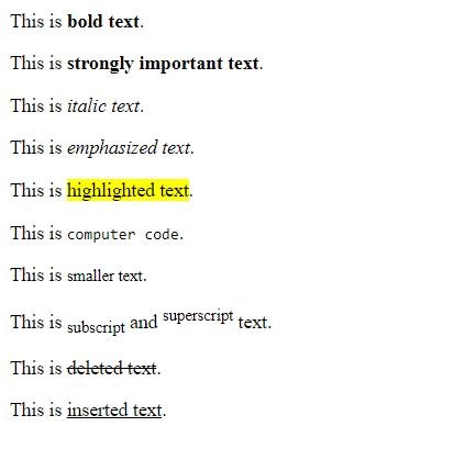 فرمت بندی نوشته در HTML